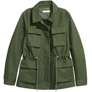 H&M Women's Green Cotton Military Inspired Utility Jacket
